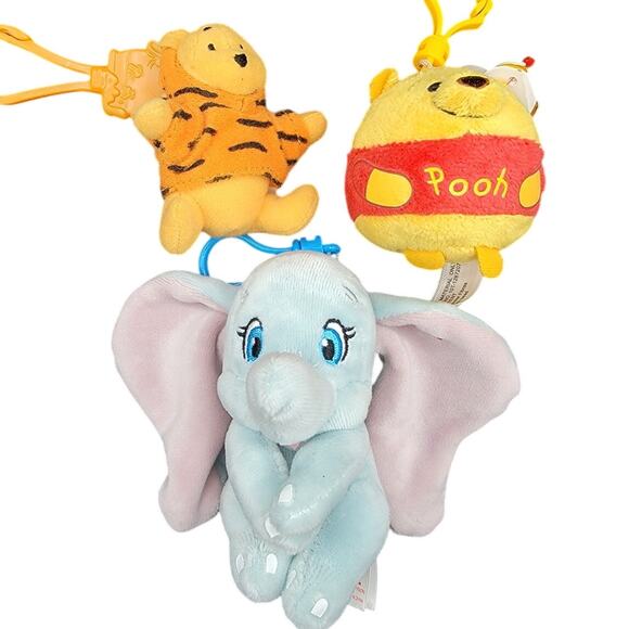 Collectible TY Disney Pooh Tigger Dumbo Plush Keychains - Picture 1 of 4